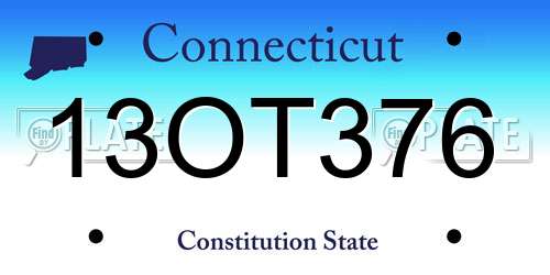 13OT376 Connecticut License Plate