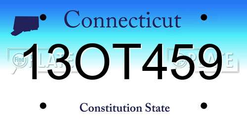 13OT459 Connecticut License Plate