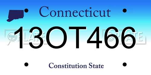 13OT466 Connecticut License Plate
