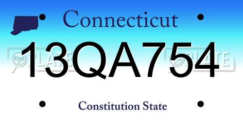 13QA754 Connecticut License Plate