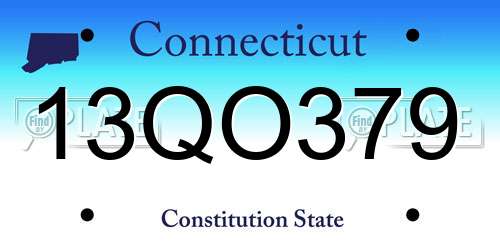 13QO379 Connecticut License Plate