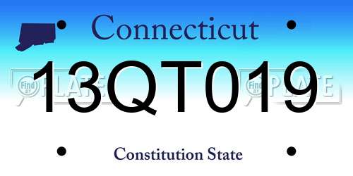 13QT019 Connecticut License Plate