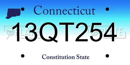 13QT254 Connecticut License Plate