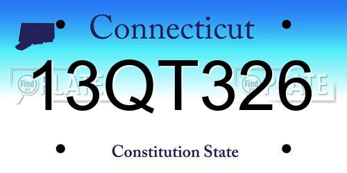 13QT326 Connecticut License Plate