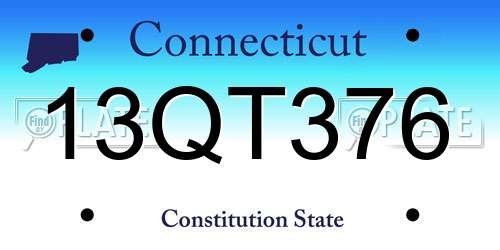 13QT376 Connecticut License Plate