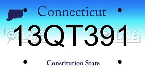 13QT391 Connecticut License Plate