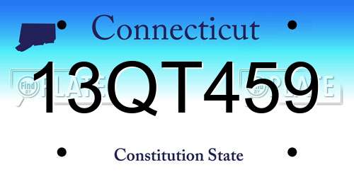 13QT459 Connecticut License Plate