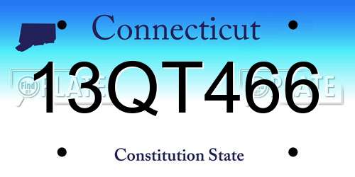 13QT466 Connecticut License Plate