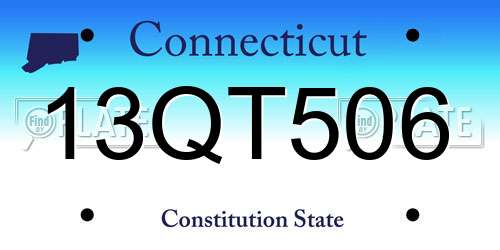 13QT506 Connecticut License Plate