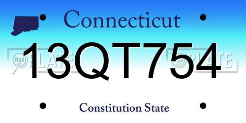 13QT754 Connecticut License Plate