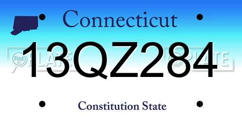 13QZ284 Connecticut License Plate