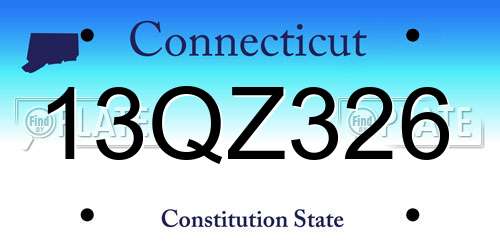 13QZ326 Connecticut License Plate