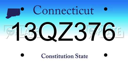 13QZ376 Connecticut License Plate
