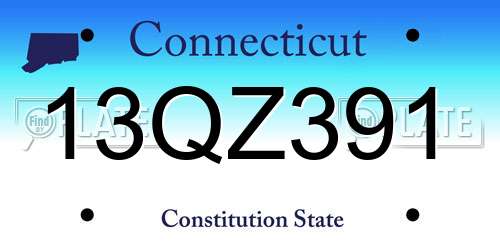13QZ391 Connecticut License Plate