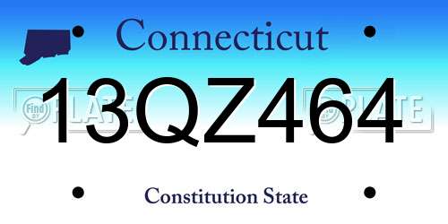 13QZ464 Connecticut License Plate