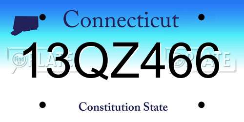 13QZ466 Connecticut License Plate