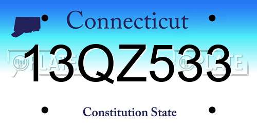 13QZ533 Connecticut License Plate