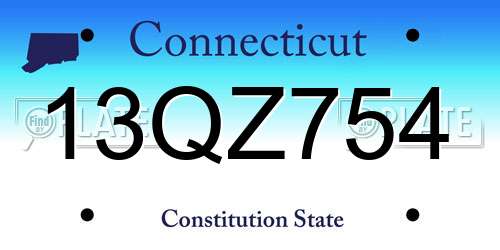 13QZ754 Connecticut License Plate