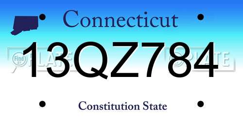 13QZ784 Connecticut License Plate