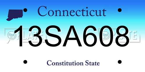 13SA608 Connecticut License Plate