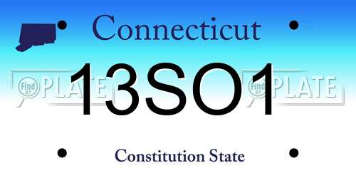 13SO1 Connecticut License Plate