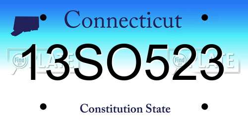 13SO523 Connecticut License Plate
