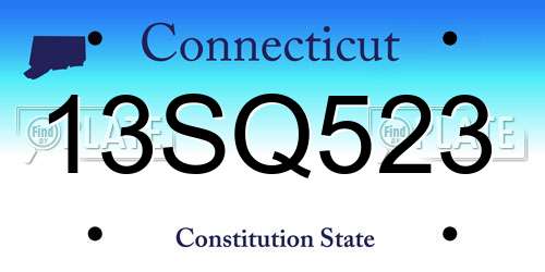 13SQ523 Connecticut License Plate