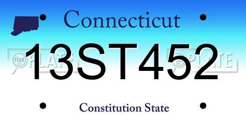 13ST452 Connecticut License Plate