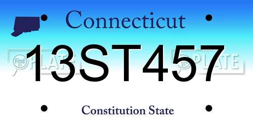 13ST457 Connecticut License Plate