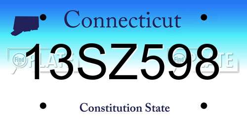 13SZ598 Connecticut License Plate