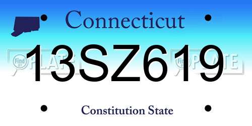 13SZ619 Connecticut License Plate
