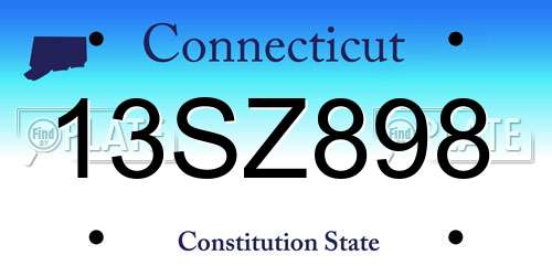 13SZ898 Connecticut License Plate