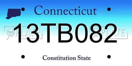 13TB082 Connecticut License Plate