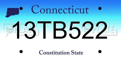 13TB522 Connecticut License Plate
