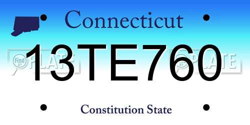 13TE760 Connecticut License Plate