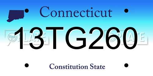 13TG260 Connecticut License Plate