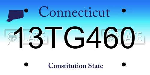 13TG460 Connecticut License Plate