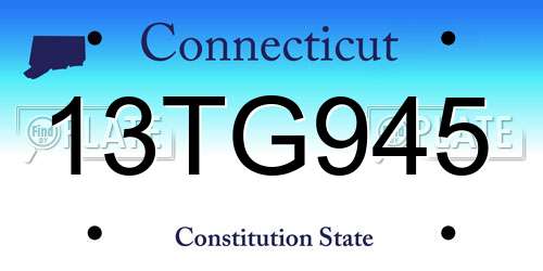 13TG945 Connecticut License Plate
