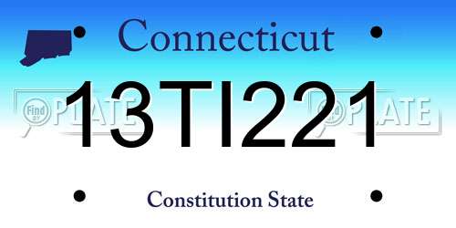 13TI221 Connecticut License Plate