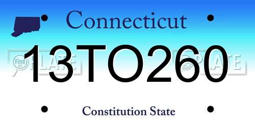 13TO260 Connecticut License Plate