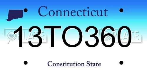 13TO360 Connecticut License Plate