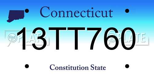 13TT760 Connecticut License Plate
