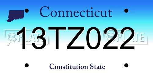13TZ022 Connecticut License Plate