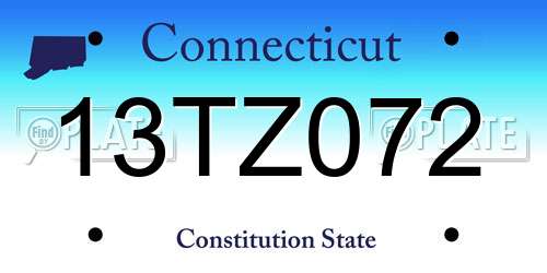 13TZ072 Connecticut License Plate