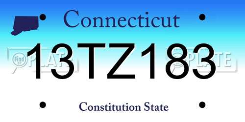 13TZ183 Connecticut License Plate