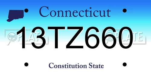 13TZ660 Connecticut License Plate