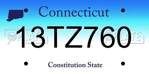 13TZ760 Connecticut License Plate