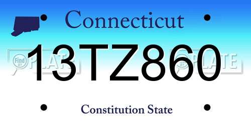 13TZ860 Connecticut License Plate
