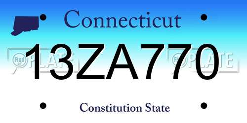 13ZA770 Connecticut License Plate