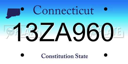 13ZA960 Connecticut License Plate